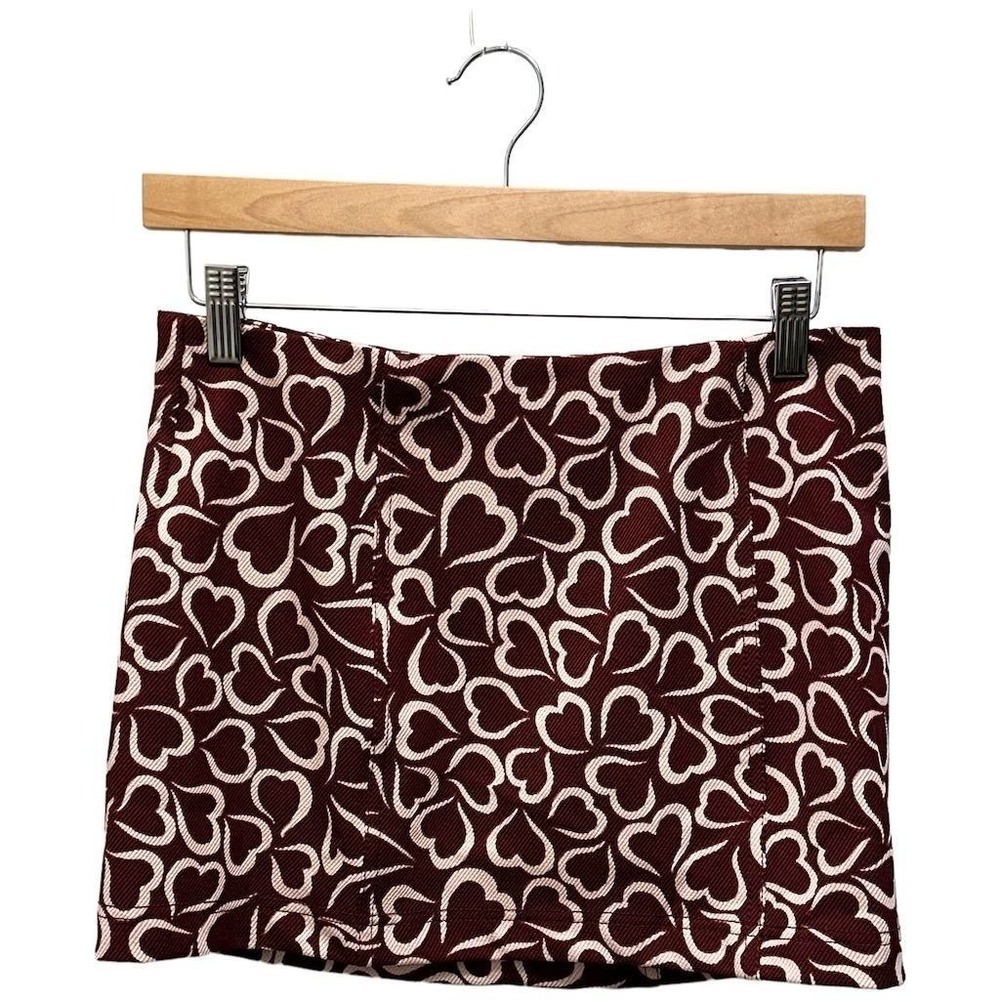 Urban Outfitters Love Print Mini Skirt Red Women's Size S Casual Party Romantic - Picture 3 of 7